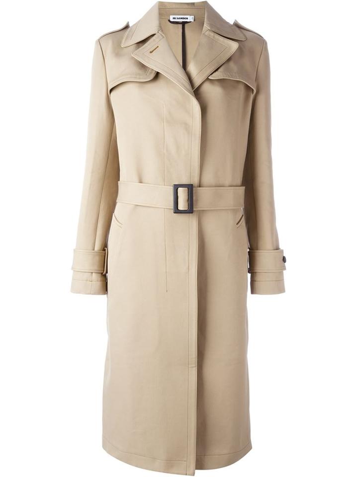 Jil Sander Belted Trench Coat, Women's, Size: 38, Nude/neutrals, Cotton/silk/cupro