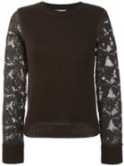 See By Chloé - Lace-sleeve Sweater - Women - Cotton - M, Green, Cotton