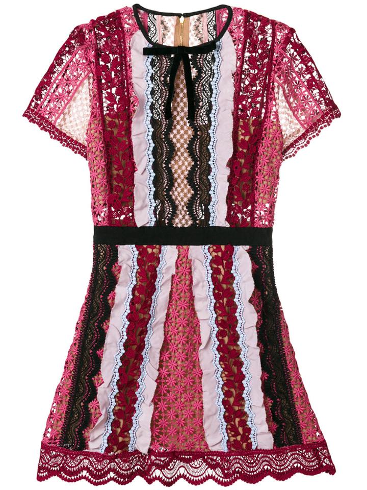 Self-portrait Panelled Bellis Mini Dress - Pink & Purple