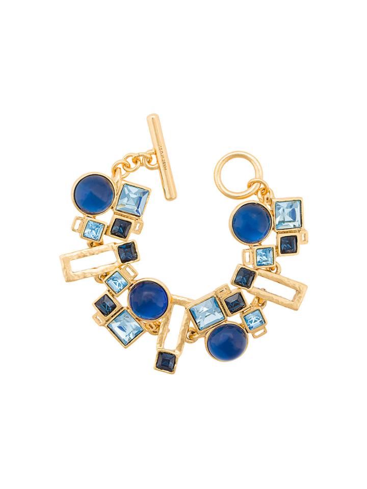 Oscar De La Renta Geometric Pendant Chain Bracelet - Blue