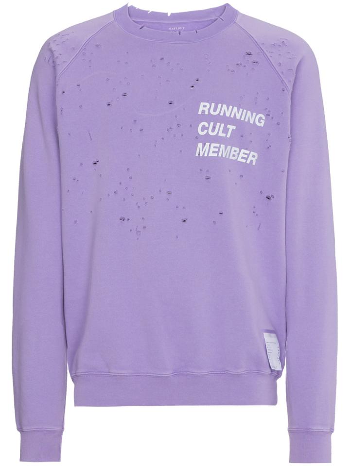 Satisfy Sweatshirt With Moth Hole Detail - Pink & Purple