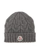 Moncler Kids Cable Knit Beanie, Girl's, Size: 48 Cm, Grey