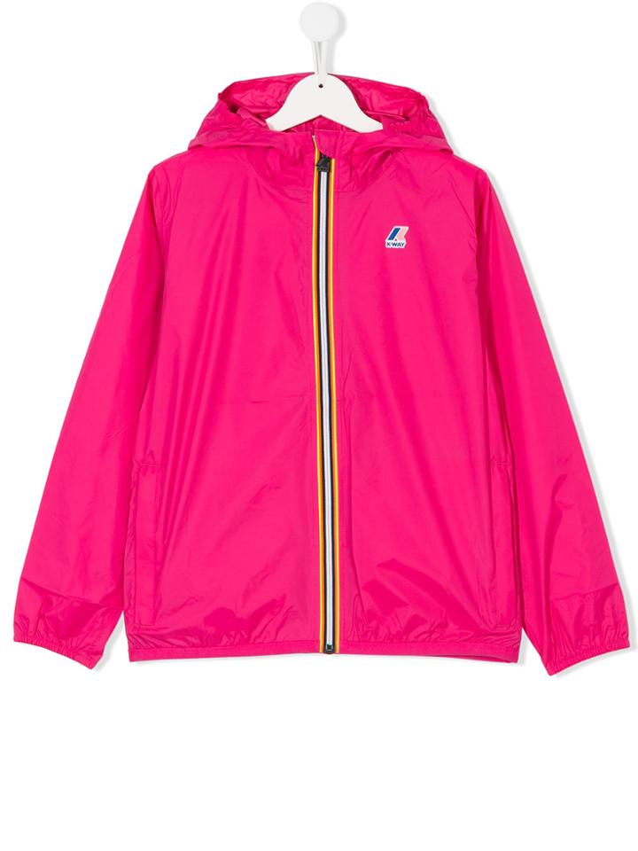 K Way Kids Logo Stripe Jacket - Pink & Purple