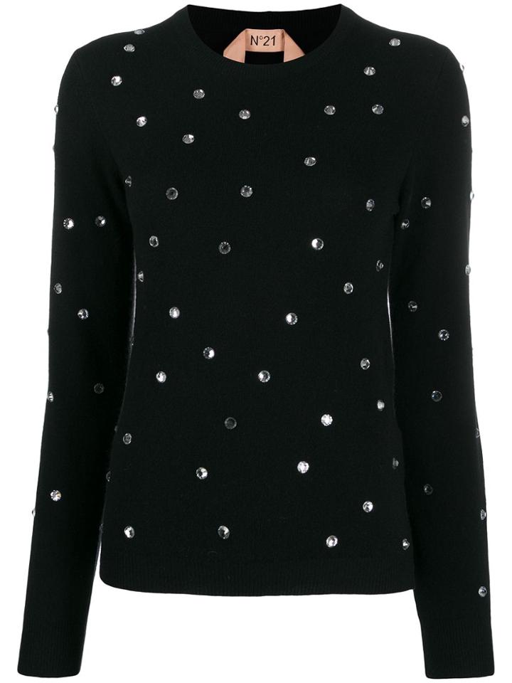 Nº21 Crystal Embellished Jumper - Black