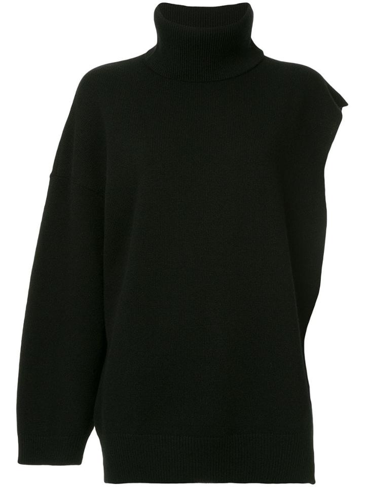 Ports 1961 One Sleeve Knitted Poncho - Black