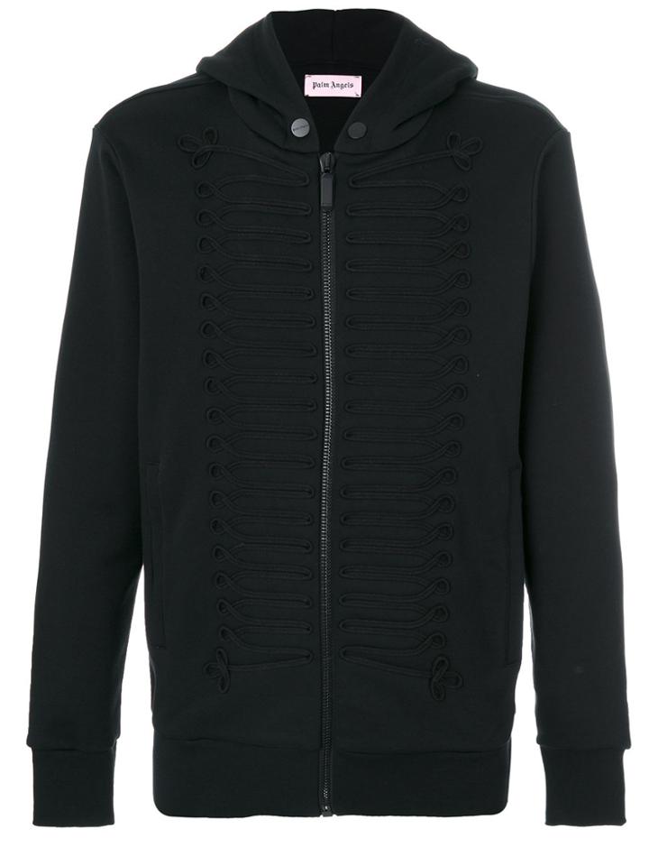 Palm Angels Hooded Jacket With Detail - Black