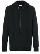 Palm Angels Hooded Jacket With Detail - Black