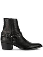 Amiri Studded Snake Effect Ankle Boots - Black