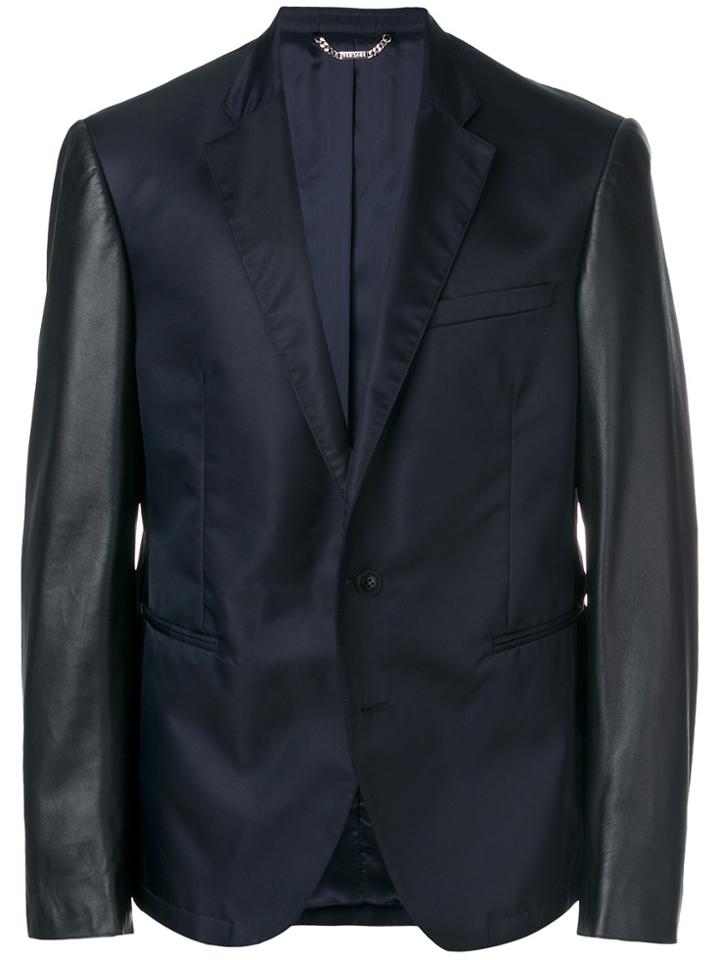 Versace Contrast Sleeve Blazer - Blue