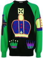 Versace Pre-owned Crown Intarsia Jumper - Black