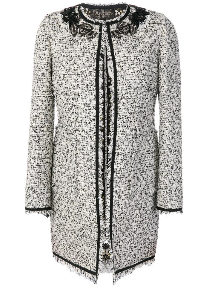 Giambattista Valli Bouclé Coat With Floral Appliqué - White