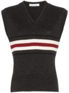 Delada Knitted Striped Vest - Grey