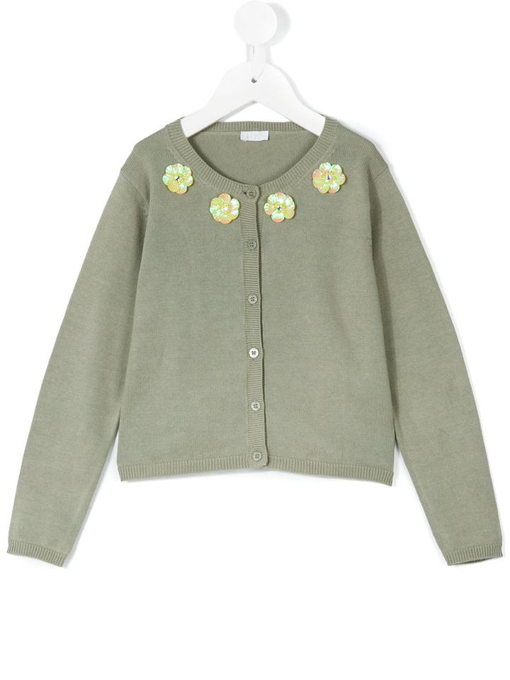 Il Gufo - Floral Appliquéd Cardigan - Kids - Cotton - 4 Yrs, Green