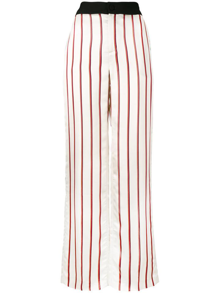 Lanvin - Striped Wide-leg Trousers - Women - Polyester/viscose/wool - 36, Nude/neutrals, Polyester/viscose/wool