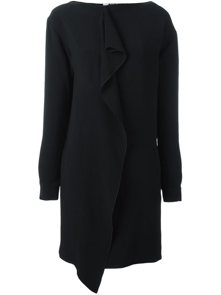 Msgm Draped Detailing Shift Dress, Women's, Size: 44, Black, Polyester/acetate/viscose