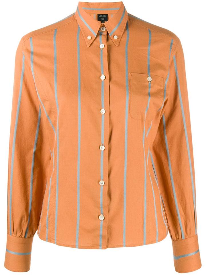 Jean Paul Gaultier Pre-owned Stripe Appliqué Slim Shirt - Orange
