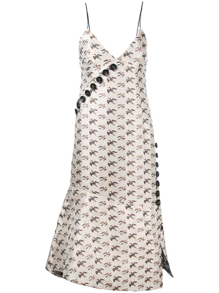 Irene Jacquard Bird Dress - Nude & Neutrals