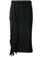 Rochas Ruffled Detail Skirt, Women's, Size: 38, Black, Silk