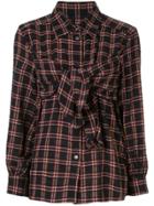 Unravel Project Plaid Tie-front Shirt - Blue