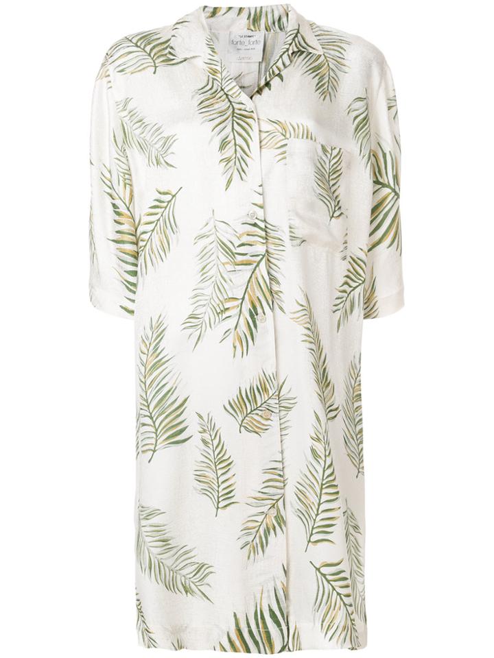 Forte Forte Leaf Print Shirt Dress - Nude & Neutrals