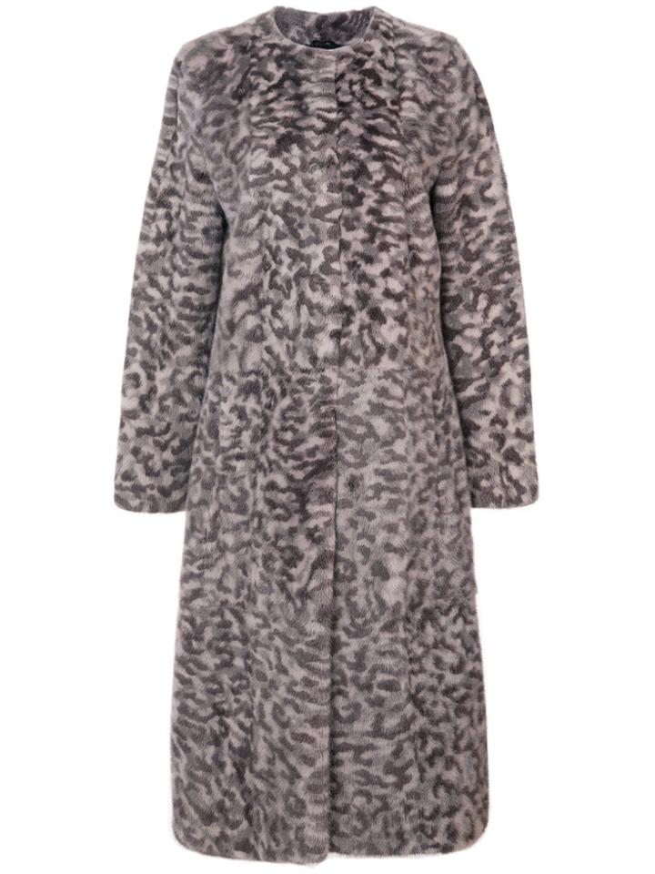 Oscar De La Renta Camouflage Printed Fur Coat - Nude & Neutrals