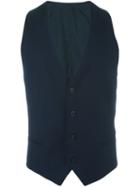 Armani Collezioni Jacquard Waistcoat, Men's, Size: 54, Blue, Viscose/virgin Wool