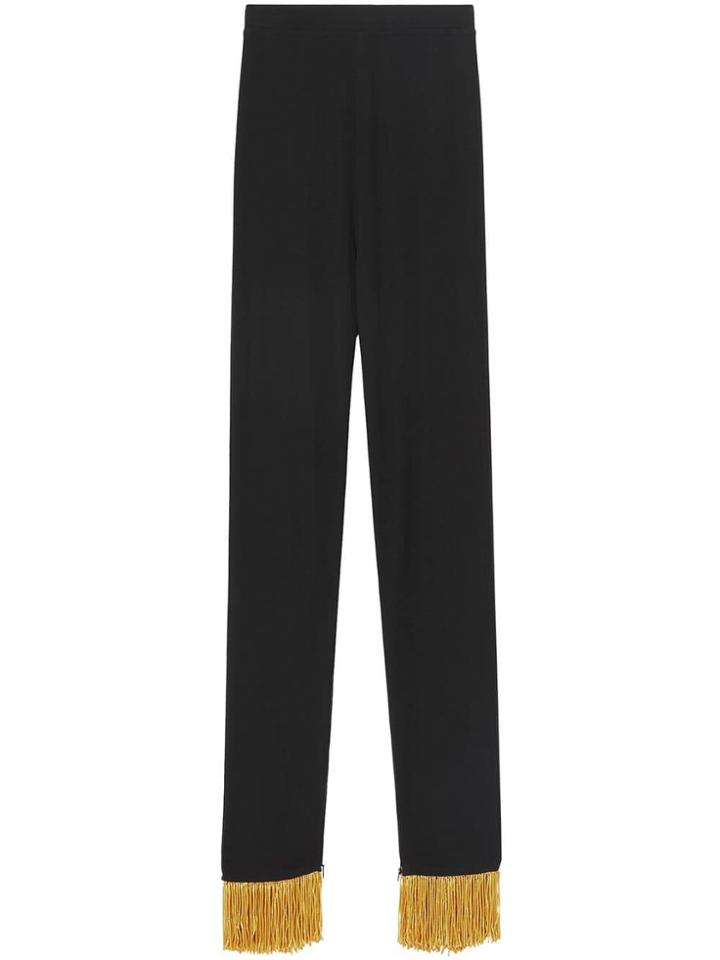 Burberry Metallic Fringe Detail Stretch Jersey Leggings - Black