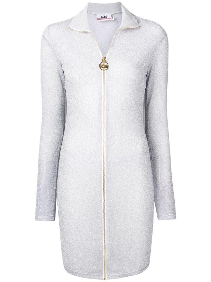 Gcds Glittered Zip-up Dress - White