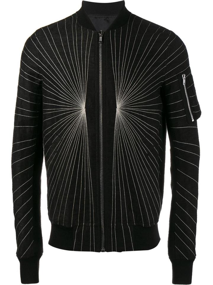 Rick Owens Embroidered Flight Bomber Jacket - Black