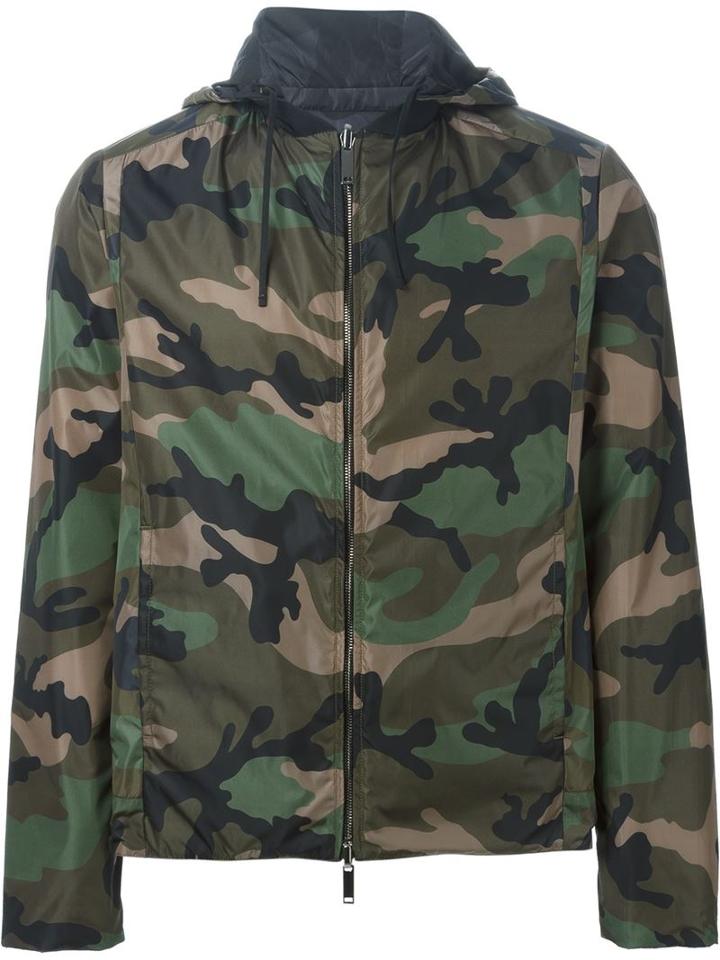 Valentino Camouflage Jacket, Men's, Size: 46, Black, Polyamide/cotton