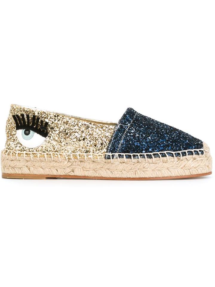 Chiara Ferragni Natalie Glitter Espadrilles, Women's, Size: 37, Blue, Cotton/leather/pvc