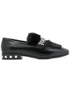 Ash Embellished Loafers - Black