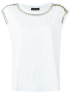 Twin-set Embellished Sleeve Top, Women's, Size: Xxs, White, Cotton/polyester