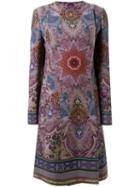 Etro Printed Coat, Women's, Size: 46, Pink/purple, Wool/polyimide