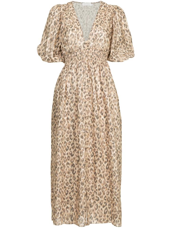 Zimmermann Leopard Print Shirt Dress - Brown