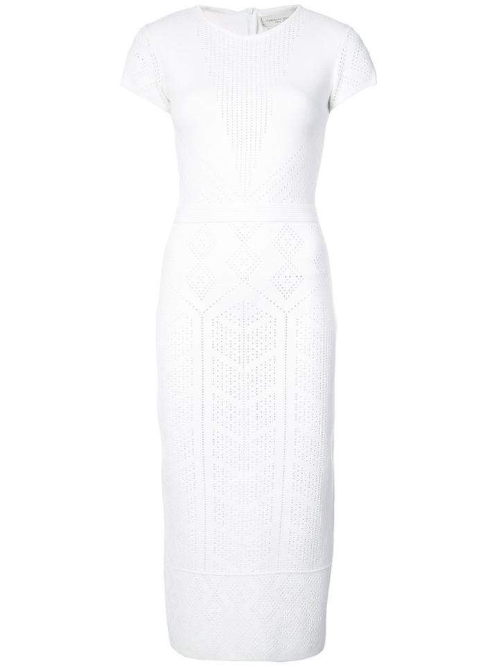 Carolina Herrera Perforated Decoration Midi Dress - White