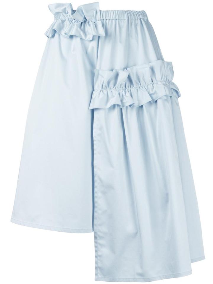 Paskal - Ruched Asymmetrical Skirt - Women - Cotton/polyester/spandex/elastane - L, Blue, Cotton/polyester/spandex/elastane