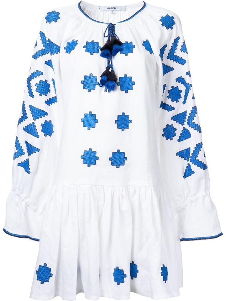 March 11 Flared Peasant Dress - White