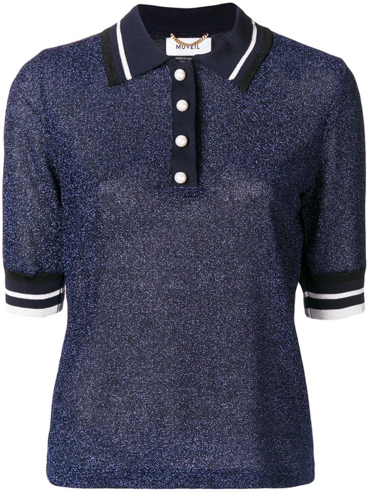 Muveil Knitted Polo Shirt - Blue