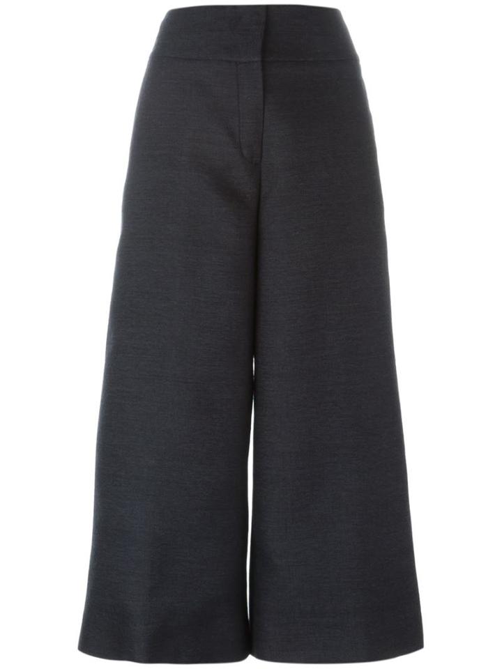 Capucci Wide Leg Cropped Trousers, Women's, Size: 42, Grey, Wool/silk