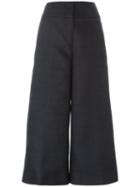 Capucci Wide Leg Cropped Trousers, Women's, Size: 42, Grey, Wool/silk