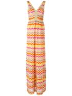 M Missoni Zigzag V-neck Dress, Women's, Size: 44, Cotton/polyamide/polyester/metallic Fibre