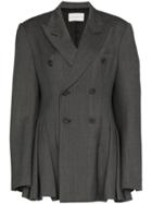Matthew Adams Dolan Pleated Double Breasted Blazer - Grey