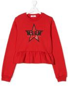 Msgm Kids Teen Ruffle Trim Sweatshirt - Red
