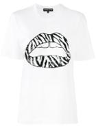 Markus Lupfer Sequin Zebra Lip 'alex' T-shirt, Women's, Size: Xs, White, Cotton