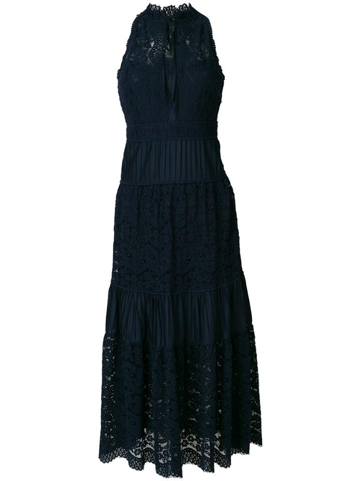 Temperley London Lunar Lace-detail Midi Dress - Blue