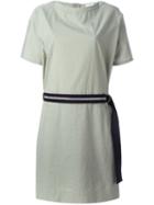 Brunello Cucinelli Belted Shift Dress, Women's, Size: Xl, Green, Cotton/polyamide