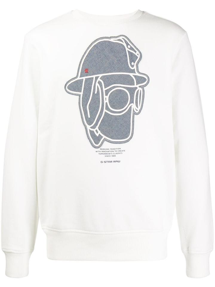 G-star Raw Research Printed Crew Neck Sweater - White