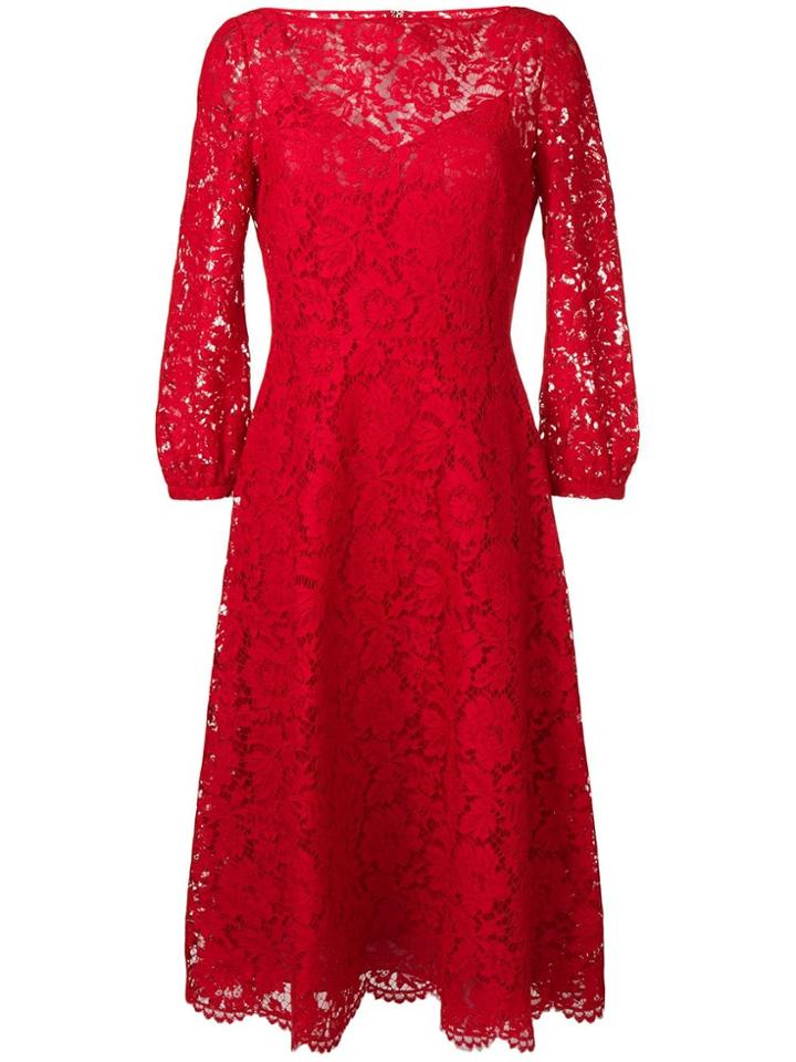 Valentino Brocade Dress - Red