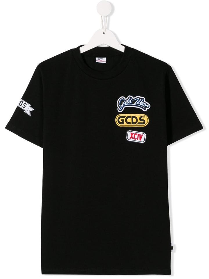Gcds Kids Teen Embroidered Logo T-shirt - Black